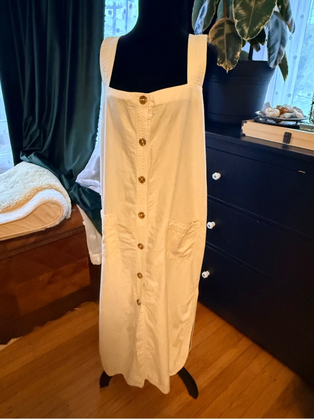 DL 1961 Button-Front Cream Linen Maxi dress Women’s Medium